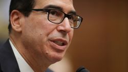 WASHINGTON, DC - JULY 12:  U.S. Treasury Secretary Steven Mnuchin testifies before the House Financial Services Committee in the Rayburn House Office Building on Capitol Hill July 12, 2018 in Washington, DC. Mnuchin answered questions about the "the State of the International Financial System."  (Photo by Chip Somodevilla/Getty Images)