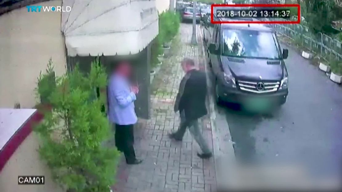 Security camera footage shows Jamal Khashoggi entering the Saudi consulate on October 2.