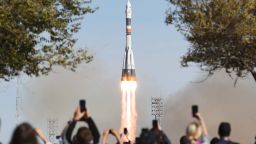 KAZAKHSTAN - OCTOBER 11, 2018: A Soyuz-FG rocket booster blasts off from the Baikonur Cosmodrome carrying the Soyuz MS-10 spacecraft with Roscosmos cosmonaut Alexei Ovchinin and NASA astronaut Nick Hague of the ISS Expedition 57/58 prime crew aboard to the International Space Station (ISS). Sergei Savostyanov/TASS (Photo by Donat Sorokin\TASS via Getty Images)