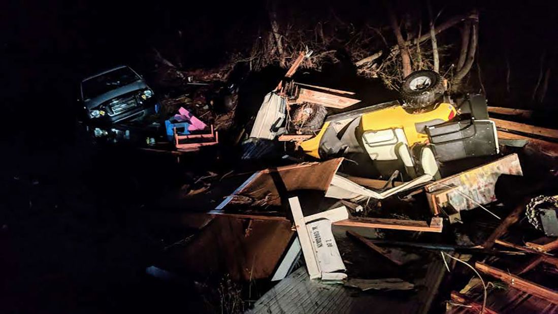 Wreckage is piled up in Mexico Beach, near where Michael made landfall.