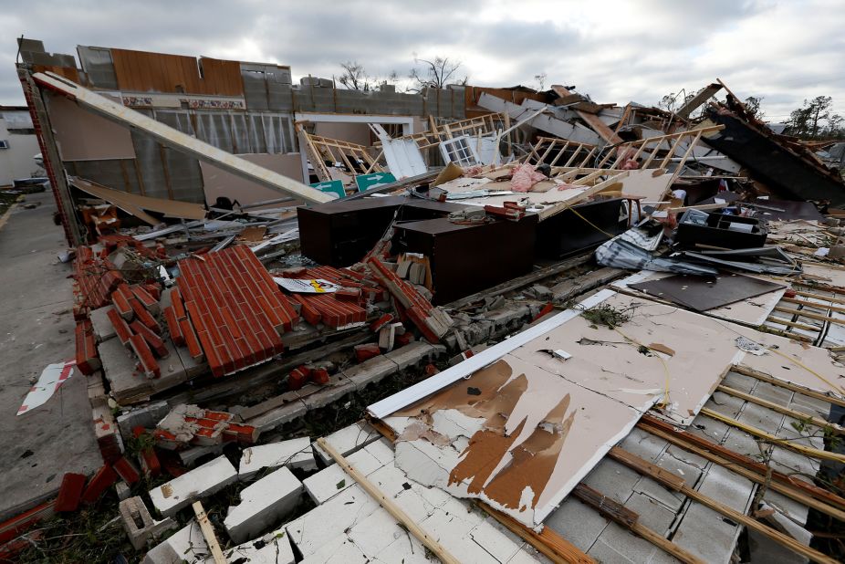 Damaged buildings are seen in Panama City on October 11.