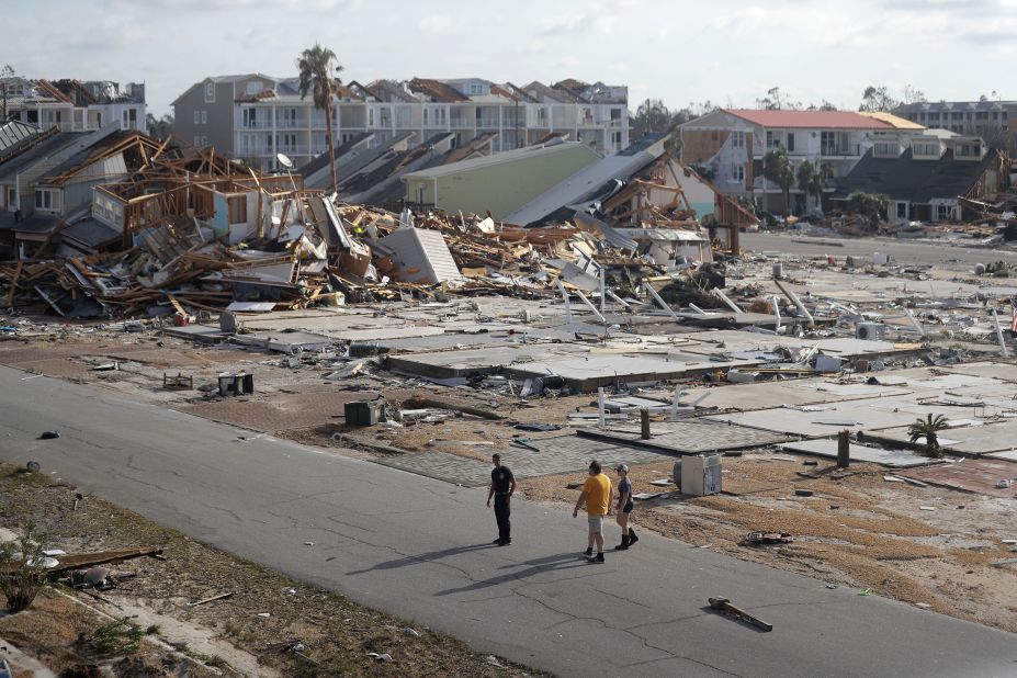 Rescue personnel search Mexico Beach.