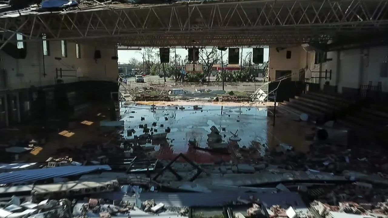 Hurricane Michael ripped off walls from Jinks Middle School in Panama City, Florida.