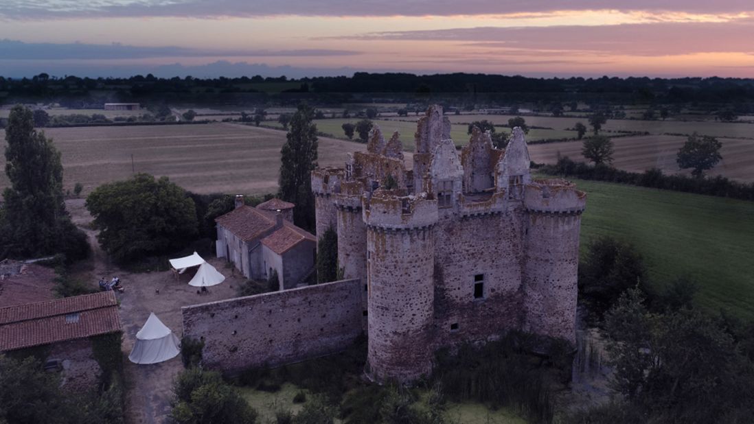 <strong>Abandoned castle:</strong> The medieval French chateau of Ebaupinay, in les Deux-Sevres region in western France, has been left to crumble for years as nature has reclaimed the space. <em>Pictured here: Ebaupinay castle.</em>