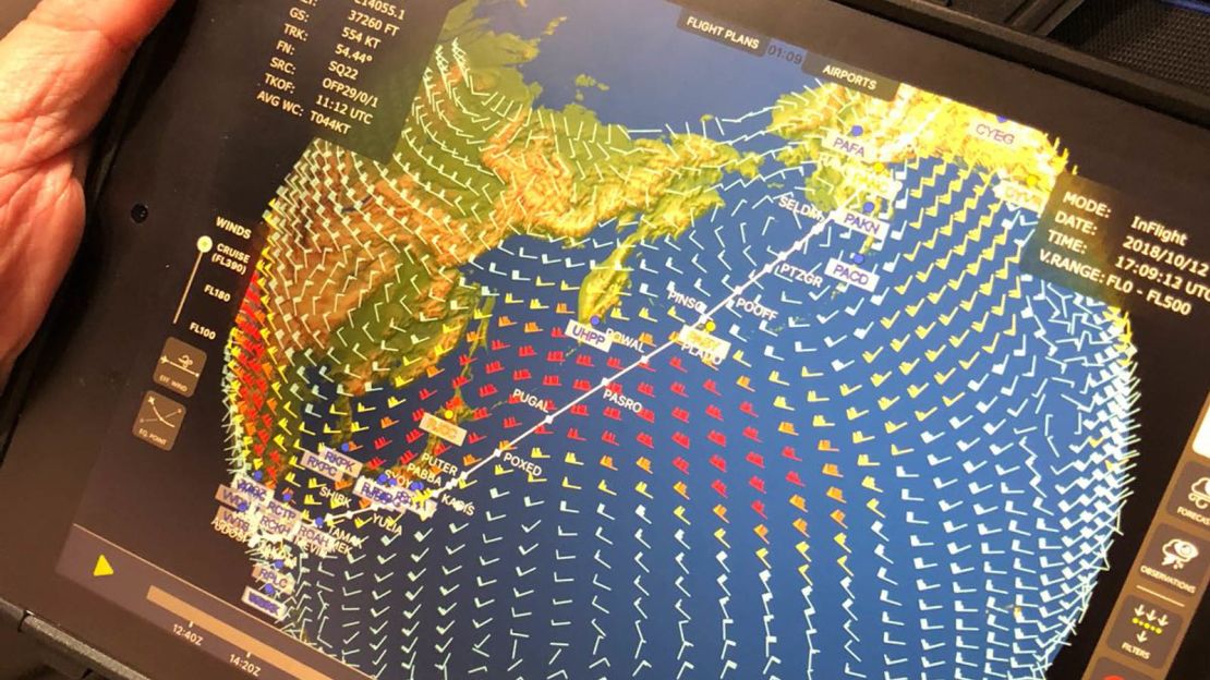 Singapore Airlines' inflight tracker shows weather conditions en route.