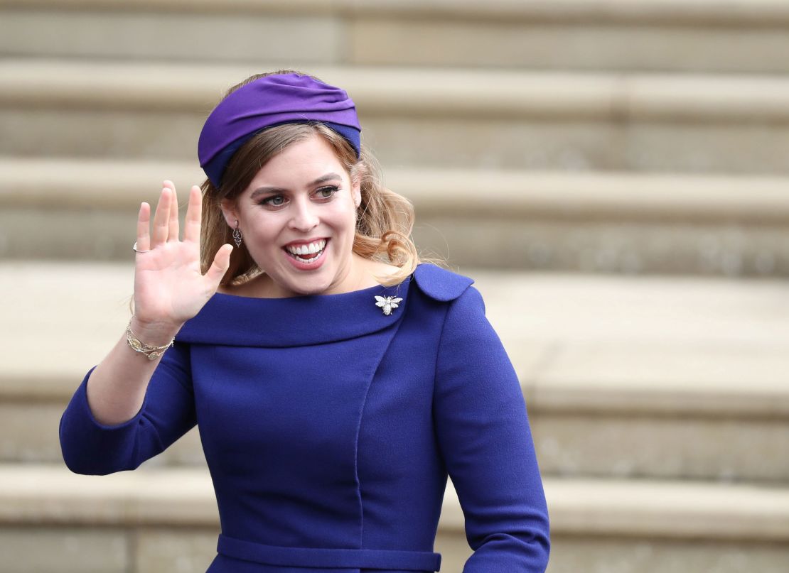 Princess Beatrice arrives for the wedding of Princess Eugenie on October 12, 2018. (Steve Parsons/Pool via Reuters)