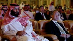 Saudi Crown Prince Mohammed bin Salman, Masayoshi Son, SoftBank Group Corp. Chairman and CEO, and Christine Lagarde, International Monetary Fund (IMF) Managing Director, attend the Future Investment Initiative conference in Riyadh, Saudi Arabia October 24, 2017. REUTERS/Faisal Al Nasser