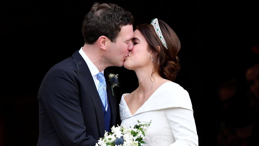 Princess Eugenie and Jack Brooksbank kiss after their wedding at St George's Chapel in Windsor Castle, Windsor, Britain October 12, 2018. REUTERS/Toby Melville