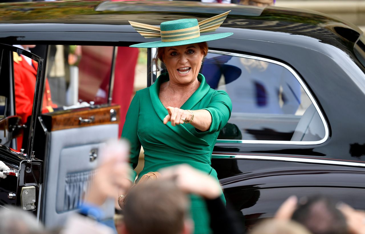 Sarah Ferguson, Duchess of York, arrives for the royal wedding.
