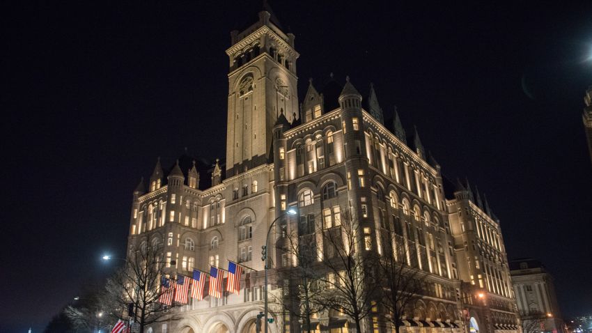 WASHINGTON, DC - JANUARY 19: A view outside Trump International Hotel Washington, D.C. one day before the inaguration of Donald Trump January 19, 2017 in Washington, DC. Hundreds of thousands of people are expected to come to the National Mall to witness Trump being sworn in as the 45th president of the United States (Photo by Noam Galai/WireImage)