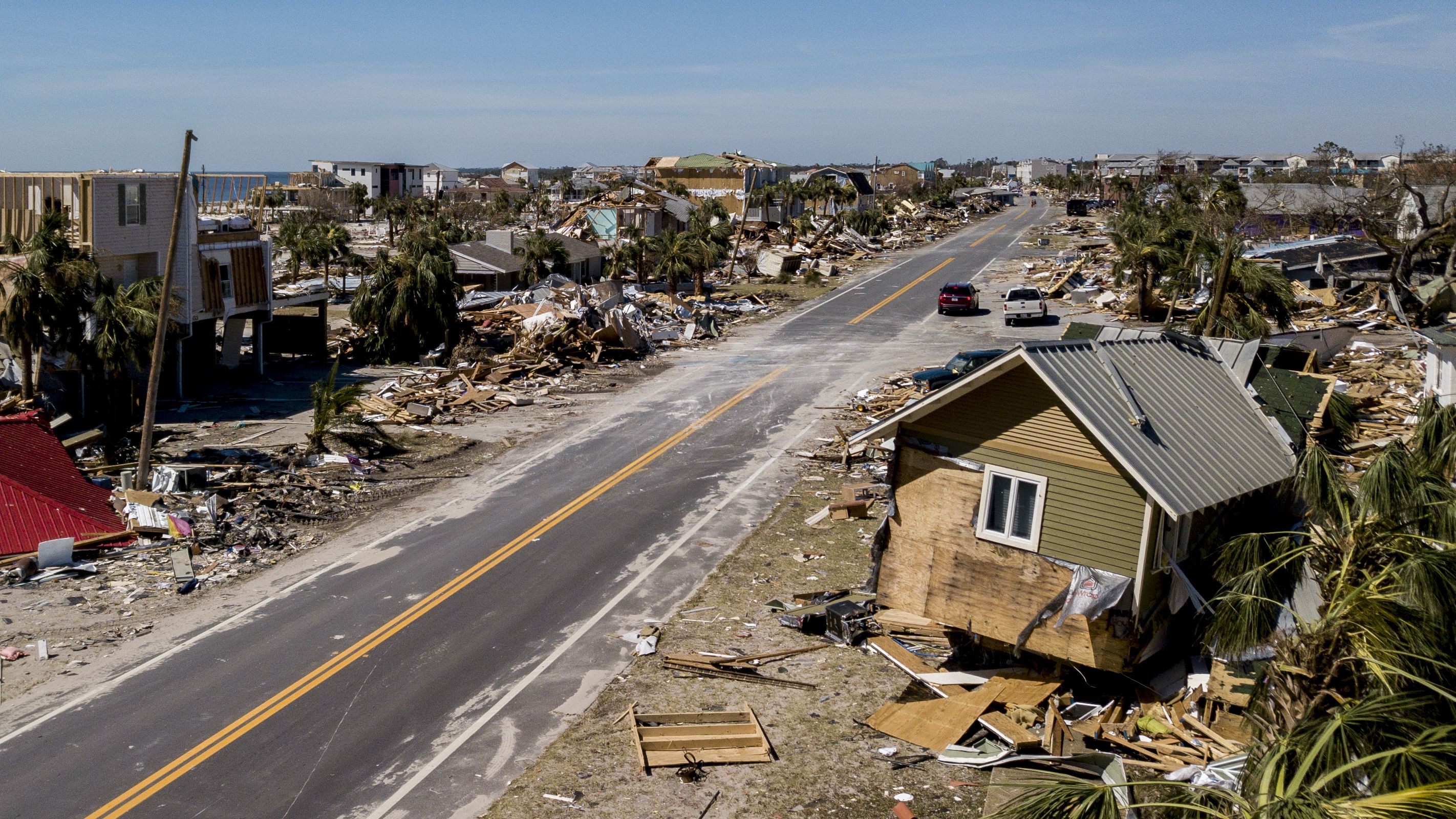 An aerial view shows the devastation in Mexico Beach on October 12. The small beach resort saw the brunt of Michael, authorities say.