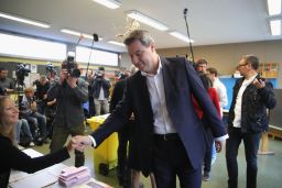 Markus Soeder, Governor of Bavaria and lead candidate of the Christian Social Union (CSU), casts his vote in Nuremberg, Germany on Sunday.
