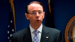 US Deputy Attorney General Rod Rosenstein makes an announcement on efforts to reduce transitional crime during a press conference at the US Attorney's Office in Washington, DC, on October 15, 2018. (JIM WATSON/AFP/Getty Images)