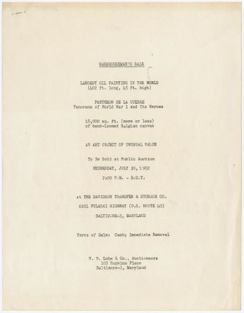 Details of the auction that took place in 1952, where the painting is defined as "an art object of unusual value," although it would fetch just $3,400 at the sale.<br />