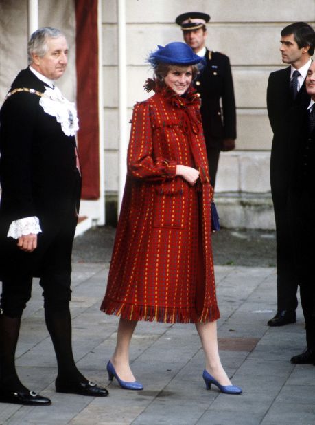 The late Diana Princess of Wales leaves the Guildhall in London on the day she announced she was pregnant with her first child, in November 1981. 