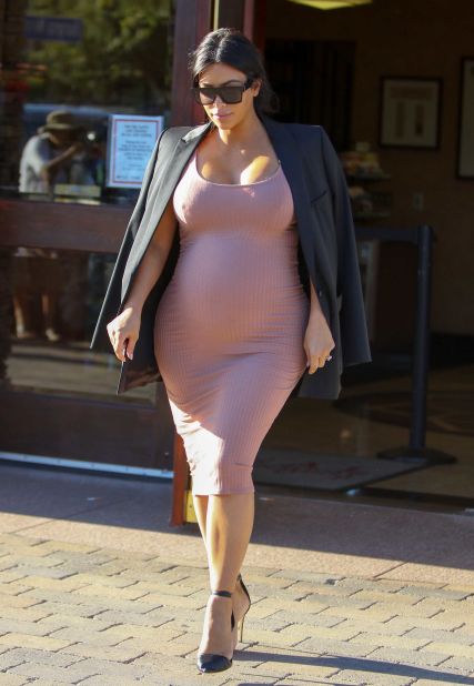 Kim Kardashian in Los Angeles, California, pregnant with Saint West.