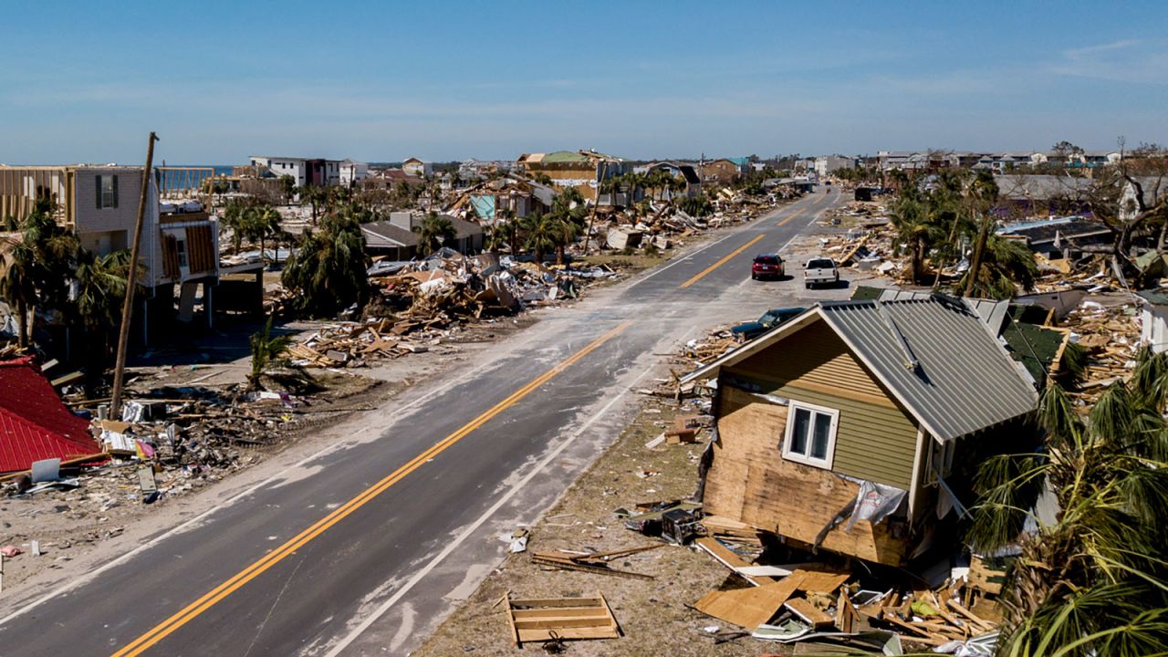 So little is left. Where homes once stood in Mexico Beach, Florida, debris and destruction clutter the landscape on Friday, October 12 -- two days after Hurricane Michael hit. 