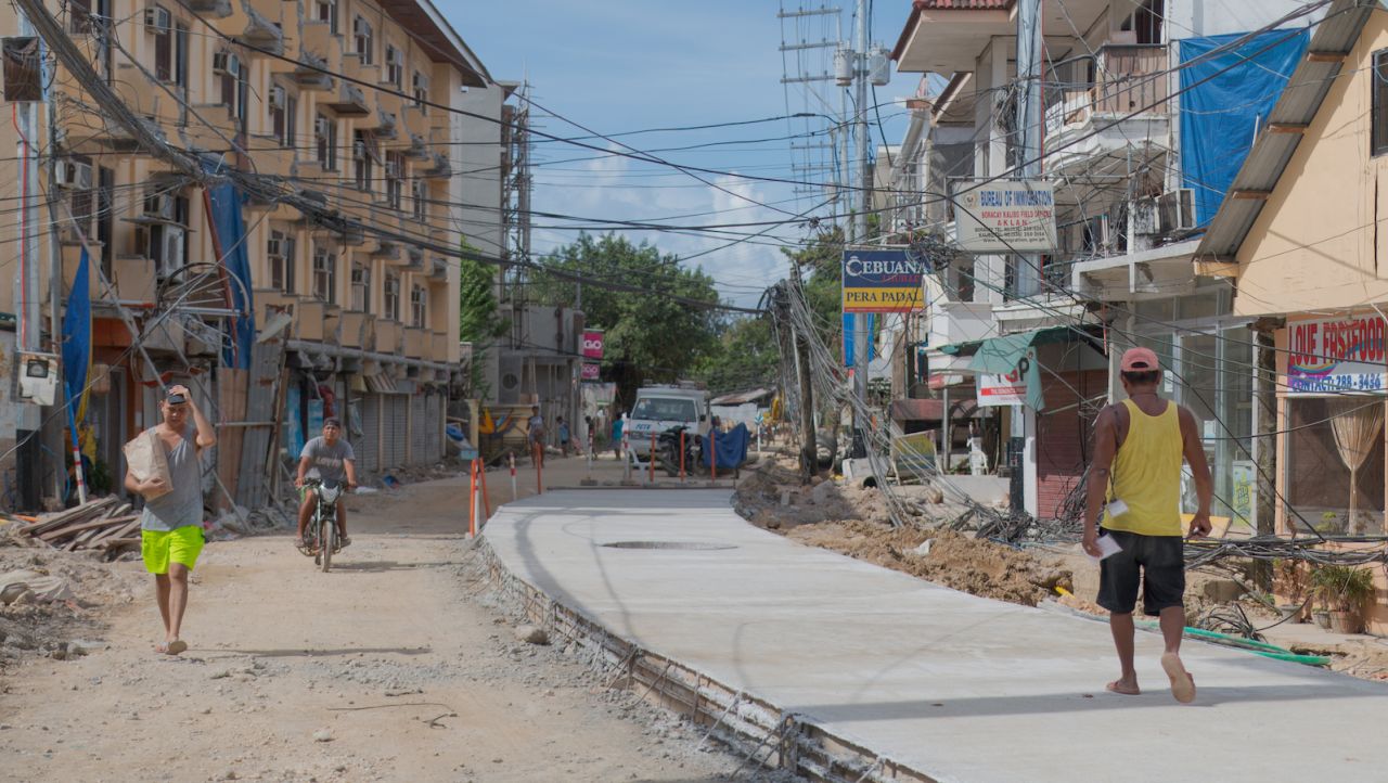 <strong>Work in progress:</strong> This 4-kilometer portion of Boracay's 20-kilometer circumferential road will be 80% complete by reopening day on October 26th.
