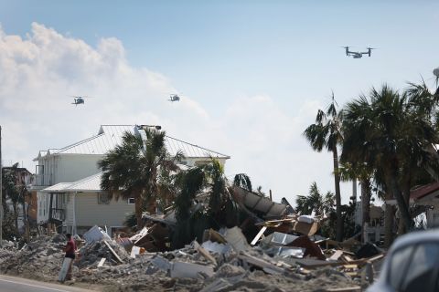 President Trump flies over the devastation in Mexico Beach.