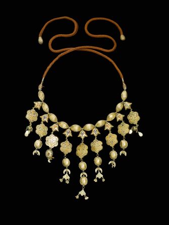 A gem-set gold necklace (lebba) from Morocco, circa 18th century.