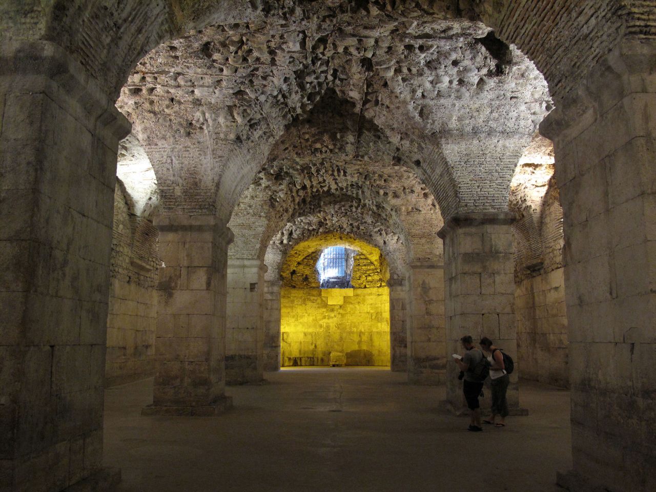 Underground areas, such as the vaulted cellars of the Palace of the Roman Emperor Diocletian in Split, Croatia, would be hard hit by the rising sea levels caused by climate change.