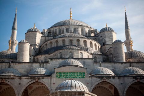The Blue Mosque in Istanbul, Turkey, is one of 156 World Heritage sites in the coastal Mediterranean endangered by the effects of climate change, according to a study published in Nature Communications. 