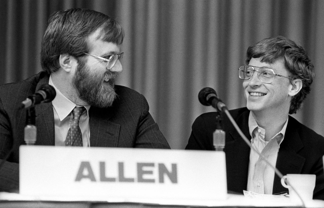 Paul Allen, left, with Bill Gates at the annual PC Forum in Phoenix, Arizona in February 1987. "I am heartbroken by the passing of one of my oldest and dearest friends, Paul Allen," Gates said in a statement Monday.
