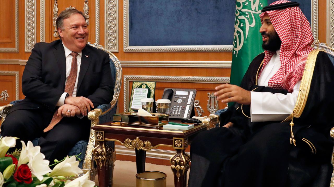 US Secretary of State Mike Pompeo meets with Saudi Crown Prince Mohammed bin Salman in Riyadh on Tuesday.