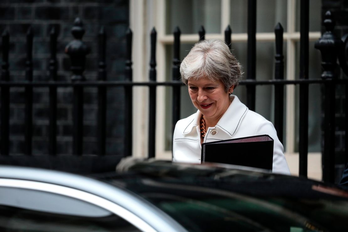 British Prime Minister Theresa May leaves Downing Street on October 15, 2018.