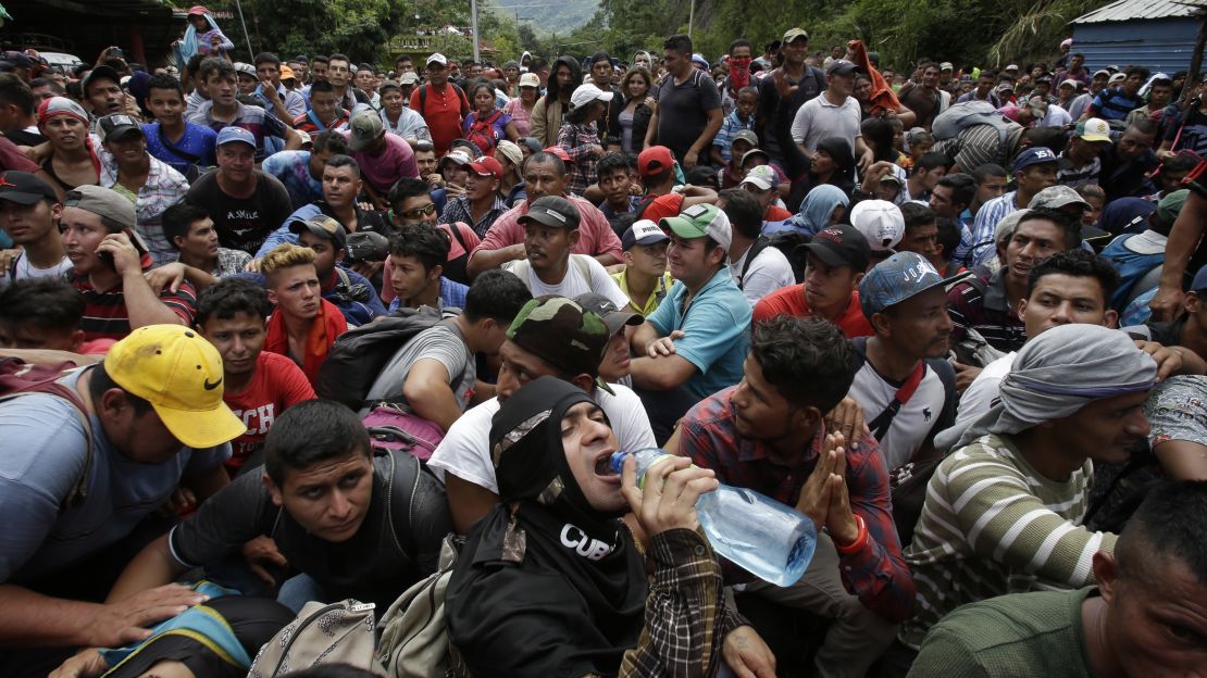 A caravan of Honduran migrants began forming Saturday and reached Guatemala's border on Monday.