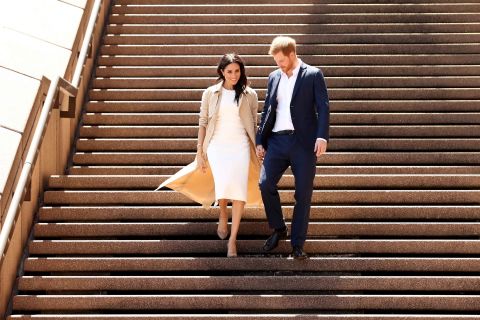 Harry and Meghan arrive at the landmark Sydney Opera House.