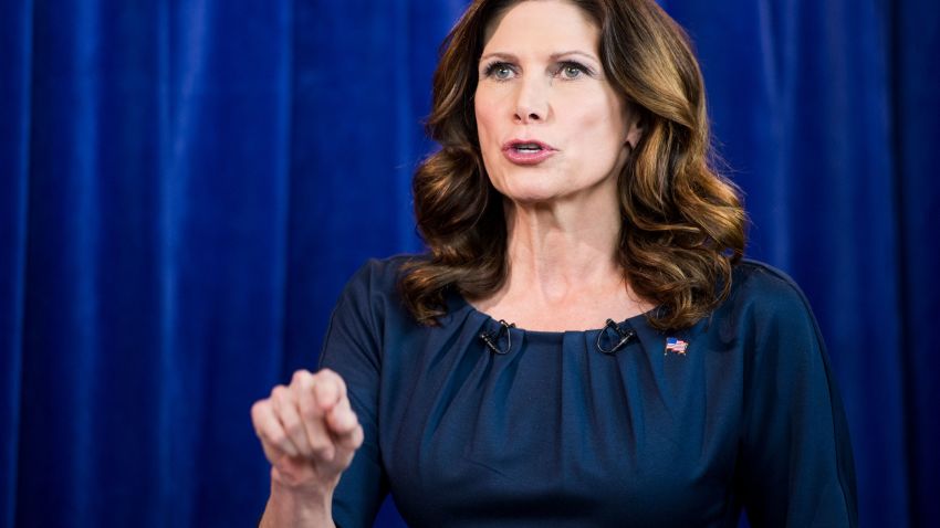 UNITED STATES - OCTOBER 12: Rep. Mary Bono Mack, R-Calif., participates in the televised debate with her challenger Dr. Raul Ruiz at the KMIR6 News studio in Palm Desert, Calif., on Friday, Oct. 12, 2012. The two candidates are running in California's 36th Congressional district.