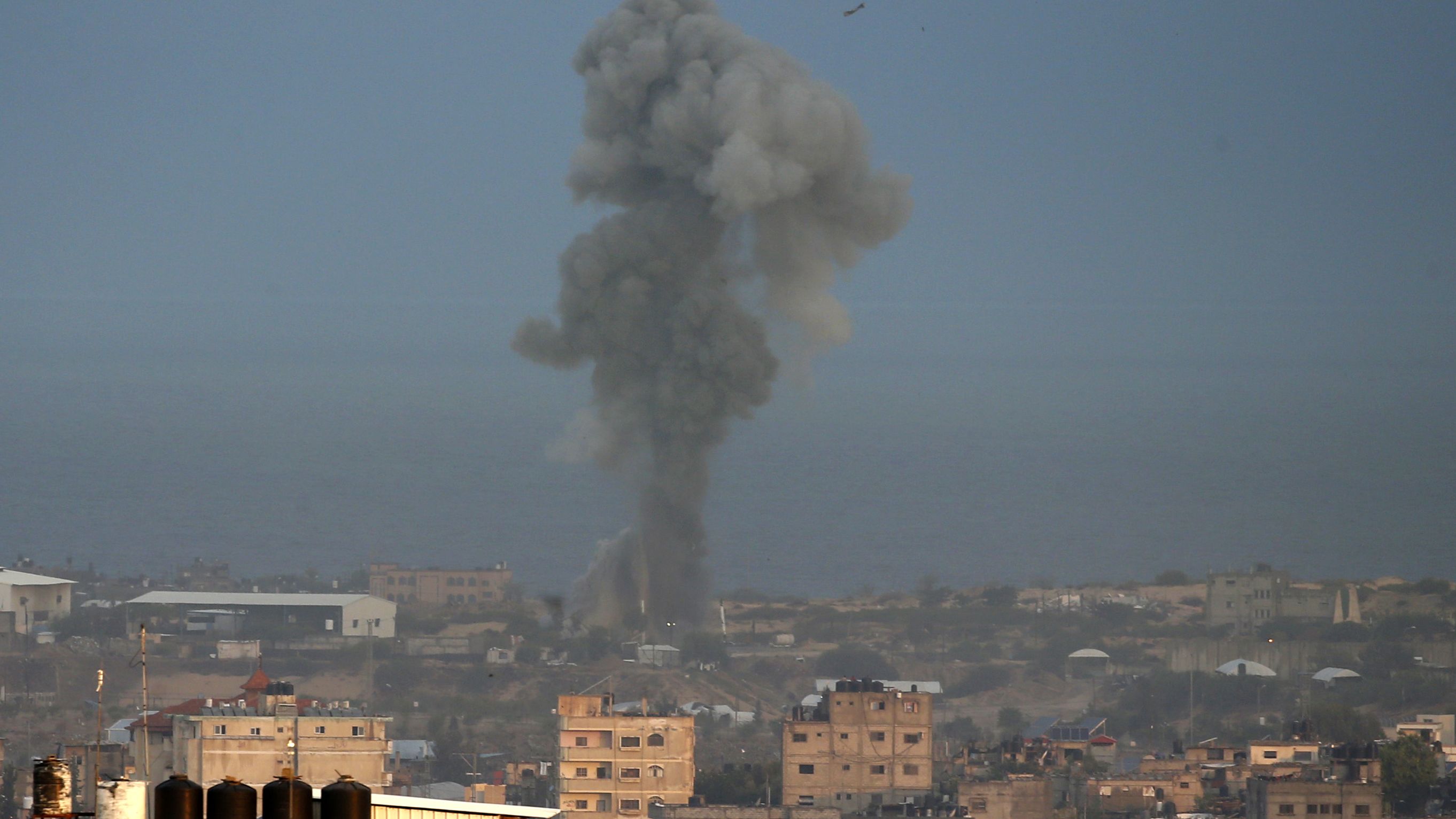 Smoke rises after an Israeli air strike on Rafah, in Gaza, on October 17.