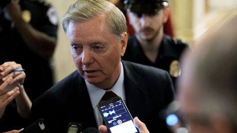 Sen. Lindsey Graham (R-SC) speaks to reporters after a cloture vote for the nomination of Supreme Court Judge Brett Kavanaugh to the U.S. Supreme Court, in 2018.