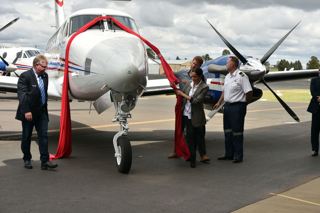 The Royal couple inaugurate a new aircraft for Australia's Royal Flying Doctor Service (RFDS) at Dubbo Regional Airport.