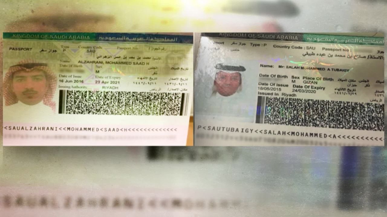 Turkish officials on Tuesday provided CNN with passport scans of Muhammad Saad al-Zahrani, left, and Salah Muhammad al-Tubaiqi.