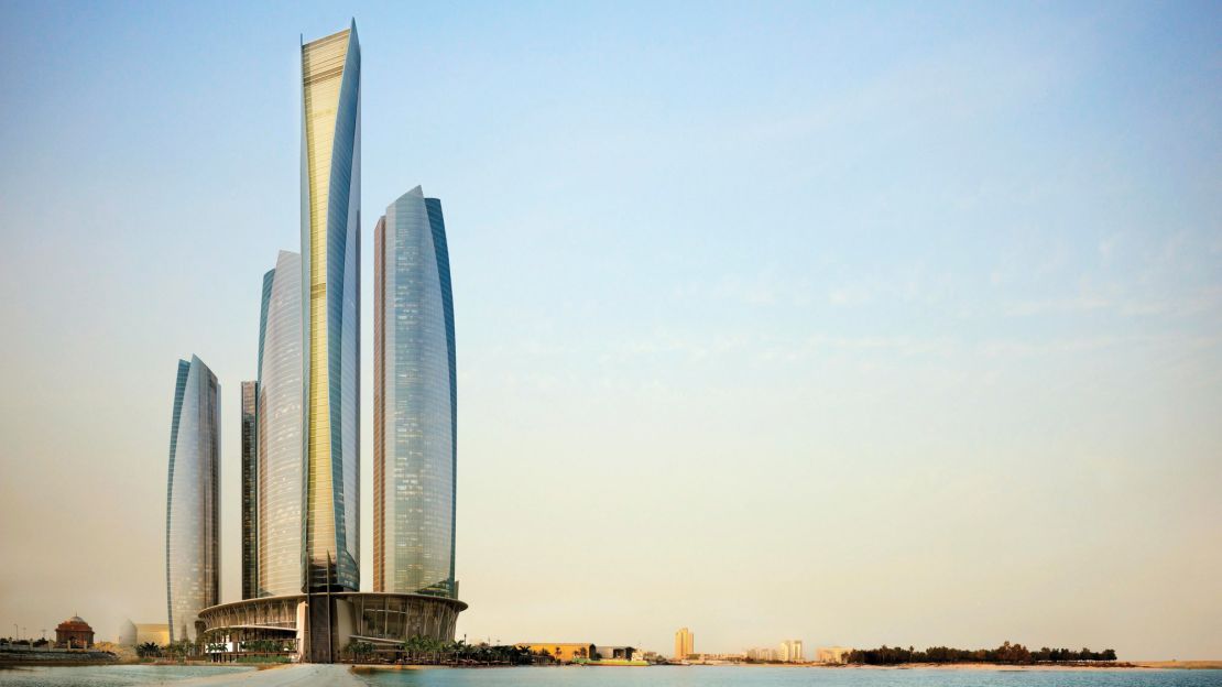 Etihad Towers is known for its dramatic architectural style.