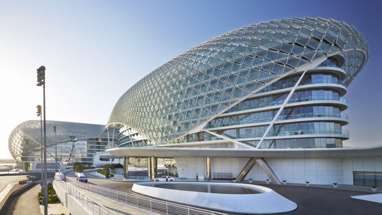 W Abu Dhabi -- Yas Island has an incredible see-through canopy over the hotels' towers.