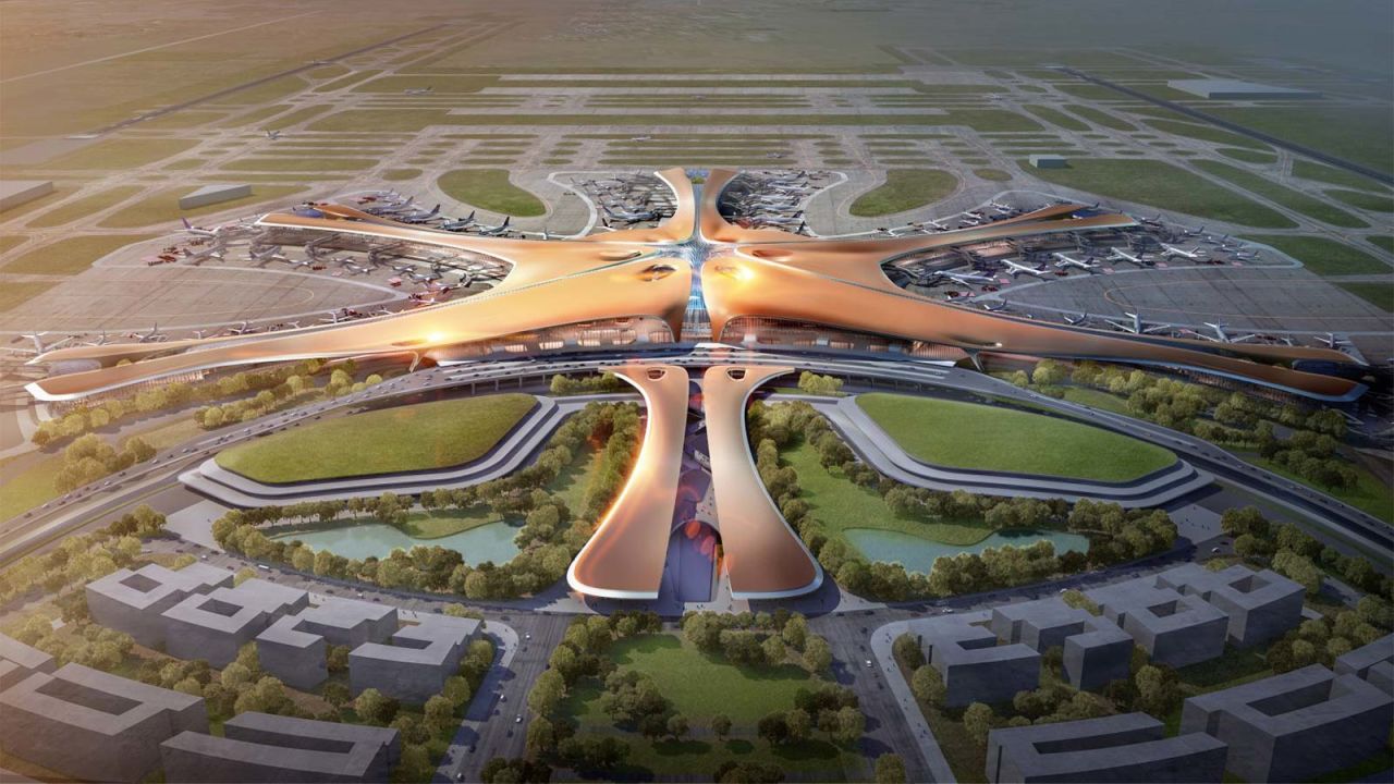 A rendering of Beijing's Daxing Airport, due to open later this year.
