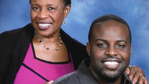 Chinedu Okobi with his mother.