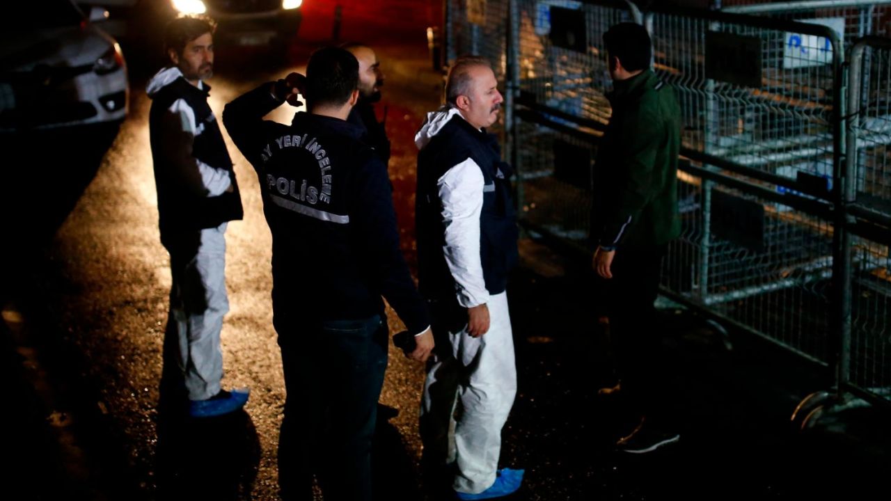 Turkish forensic officers arrive at the Saudi consulate to conduct a new search over the disappearance of Jamal Khashoggi, in Istanbul, on October 18.
