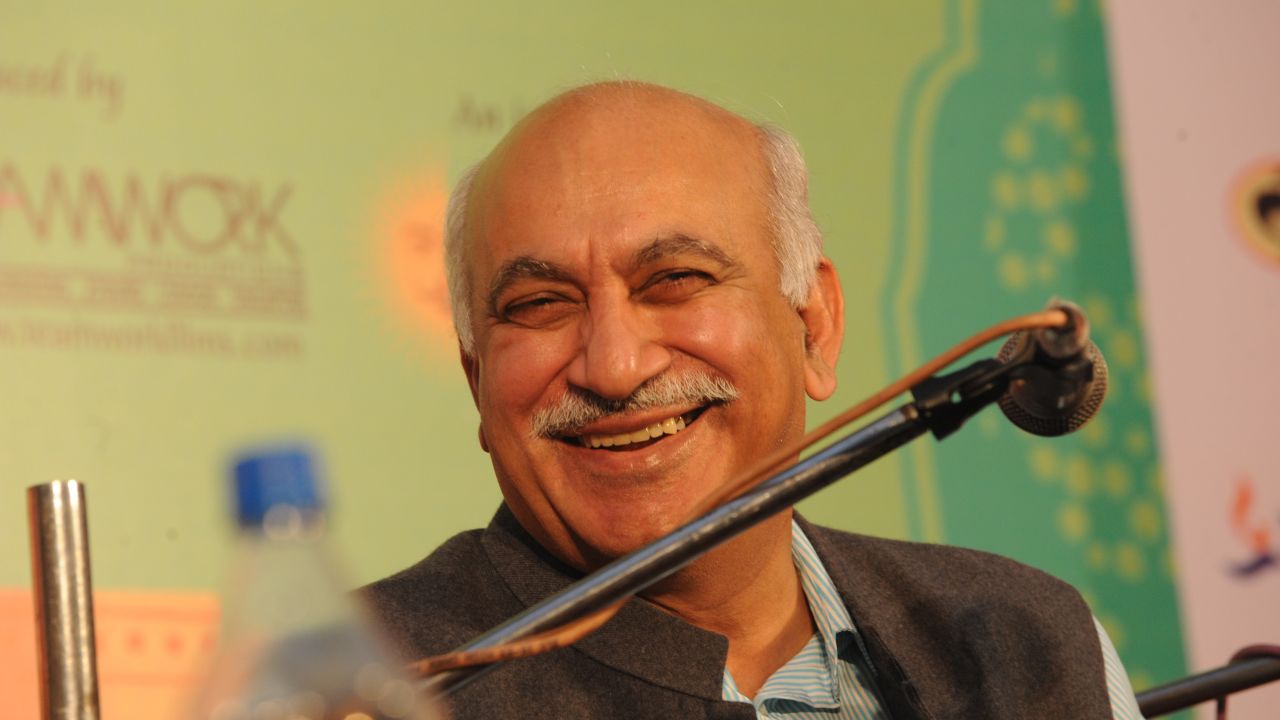 Then-journalist MJ Akbar participates in a debate at a  literature festival in 2011.