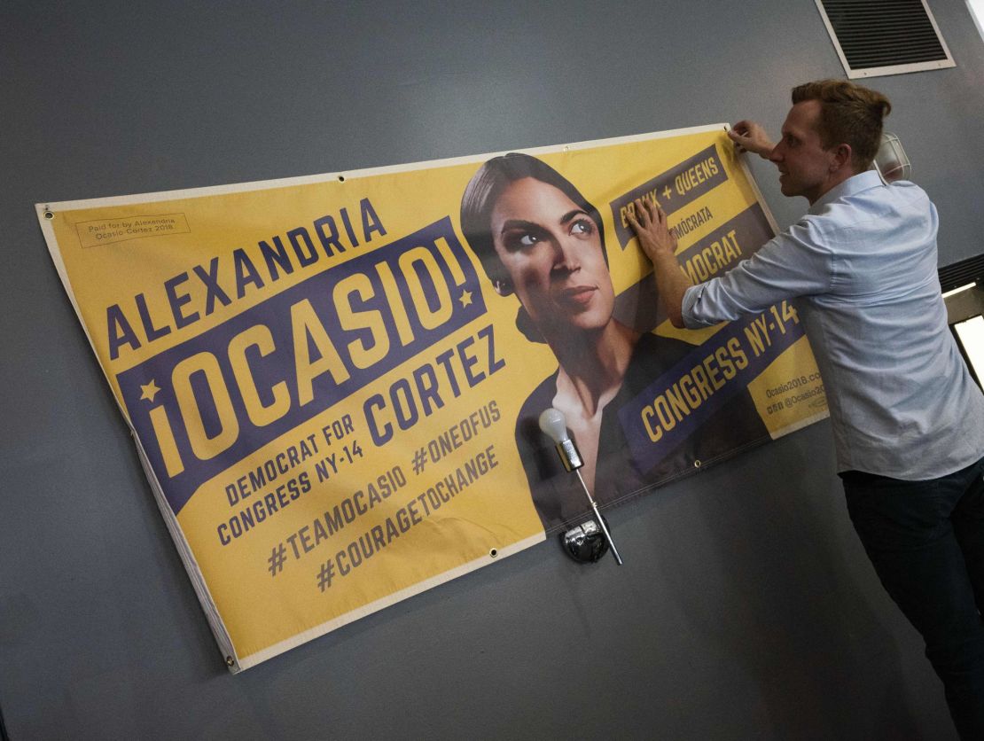 "We needed to communicate that Alexandria was not of the establishment, she was running against the establishment with new ideas and a fresh perspective, so a fresh color palette went hand-in-hand with that," designer Scott Starrett said.