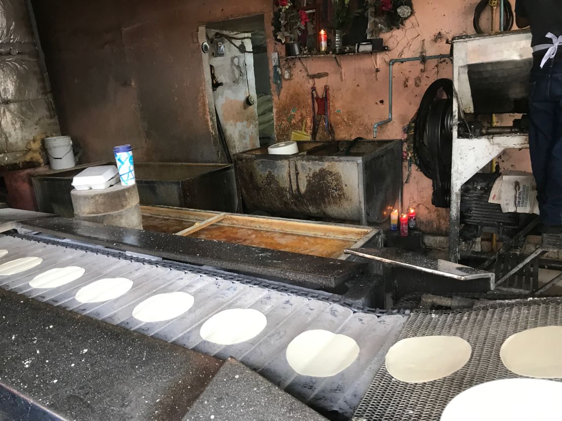 Thousands of tortillas are pressed every day in small tortillerias. The staple is regulated by the government.