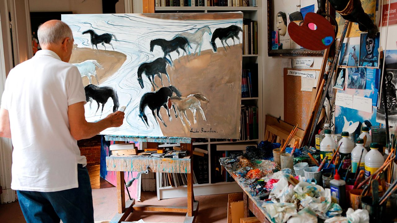 Andre Brasilier was inspired to paint horses by his upbringing in the French countryside.