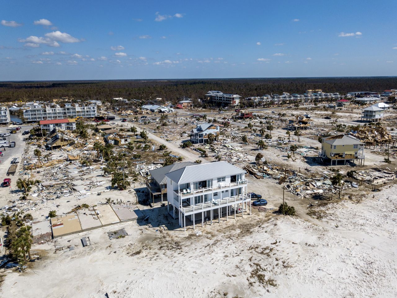 When Hurricane Michael hit Florida in 2018, it was described as "<a href="https://www.cnn.com/2018/10/10/us/hurricane-michael-dangers" target="_blank">a monster unlike any other</a>." The home of Russell King and his nephew Lebron Lackey in Mexico Beach, Florida (pictured) was built to withstand 250-mph winds, and miraculously remained standing among the wreckage of the neighborhood.