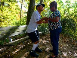 Doctors believed Chancellor Adams, who suffers from cerebral palsy, would never walk. He now walks regularly, using a walker or steadying himself on Saundra Adams' arm.