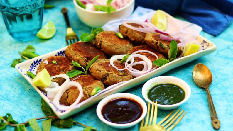 <strong>Kebabs</strong>: There are many types of kebabs in Pakistani cuisine, including the shami kebab, pictured -- small patties made with minced meat mixed with split chickpeas, finely chopped onion, mint, green chilli and egg to hold it together.