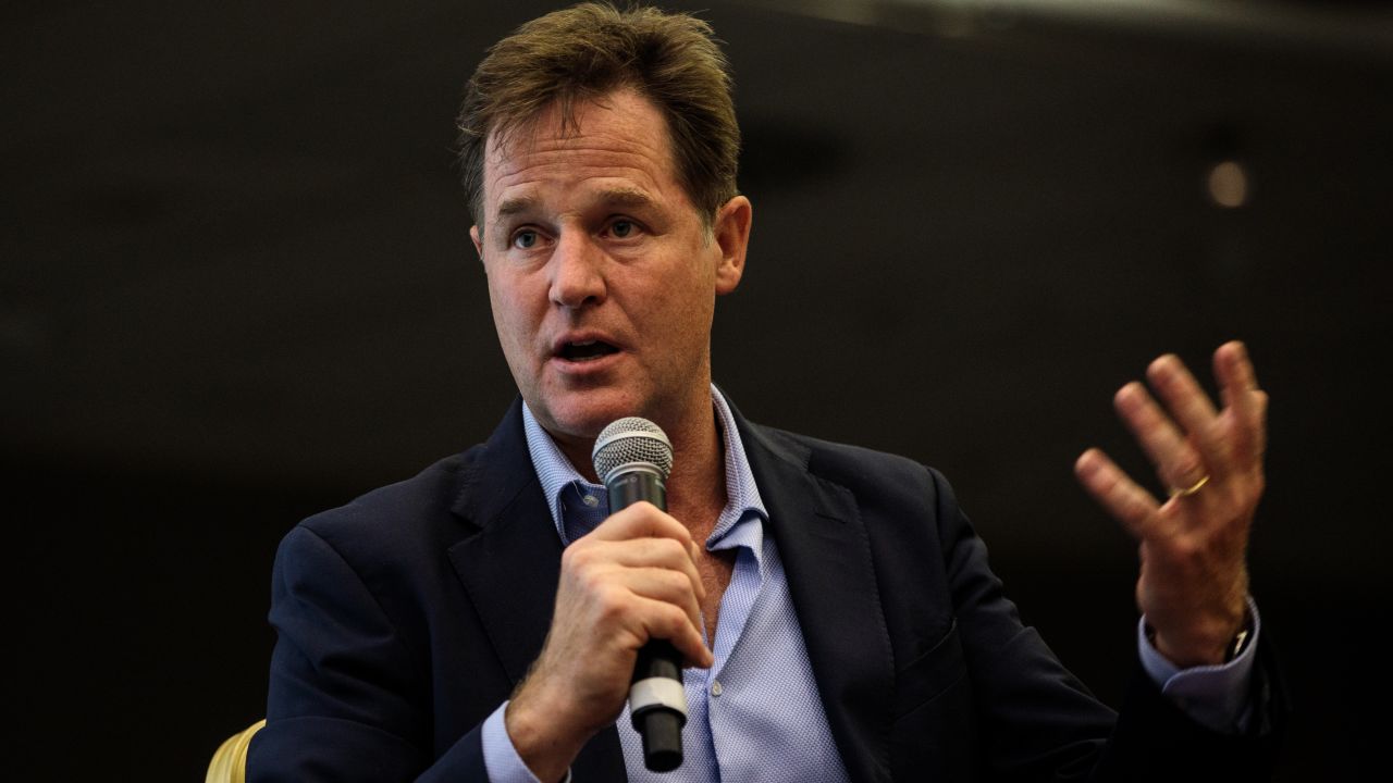 Nick Clegg speaking at a a Liberal Democrat Party Conference fringe event in September. 