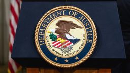 The Department of Justice seal, in Washington, D.C. on Thursday, April 12, 2018. 